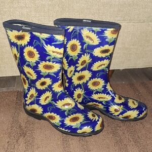 Sloggers Blue Sunflower Women's Rain Boots